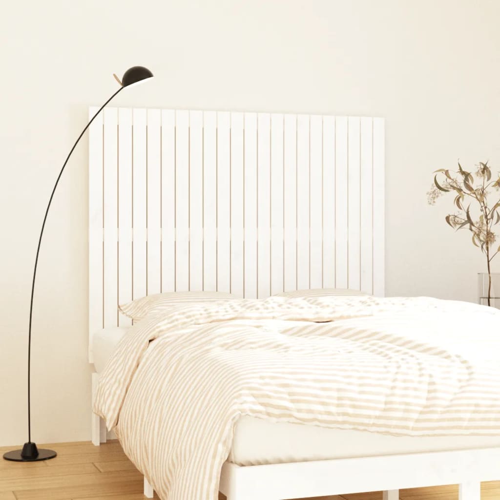 Tăblie de pat pentru perete, alb, 140x3x110 cm, lemn masiv pin - Lando