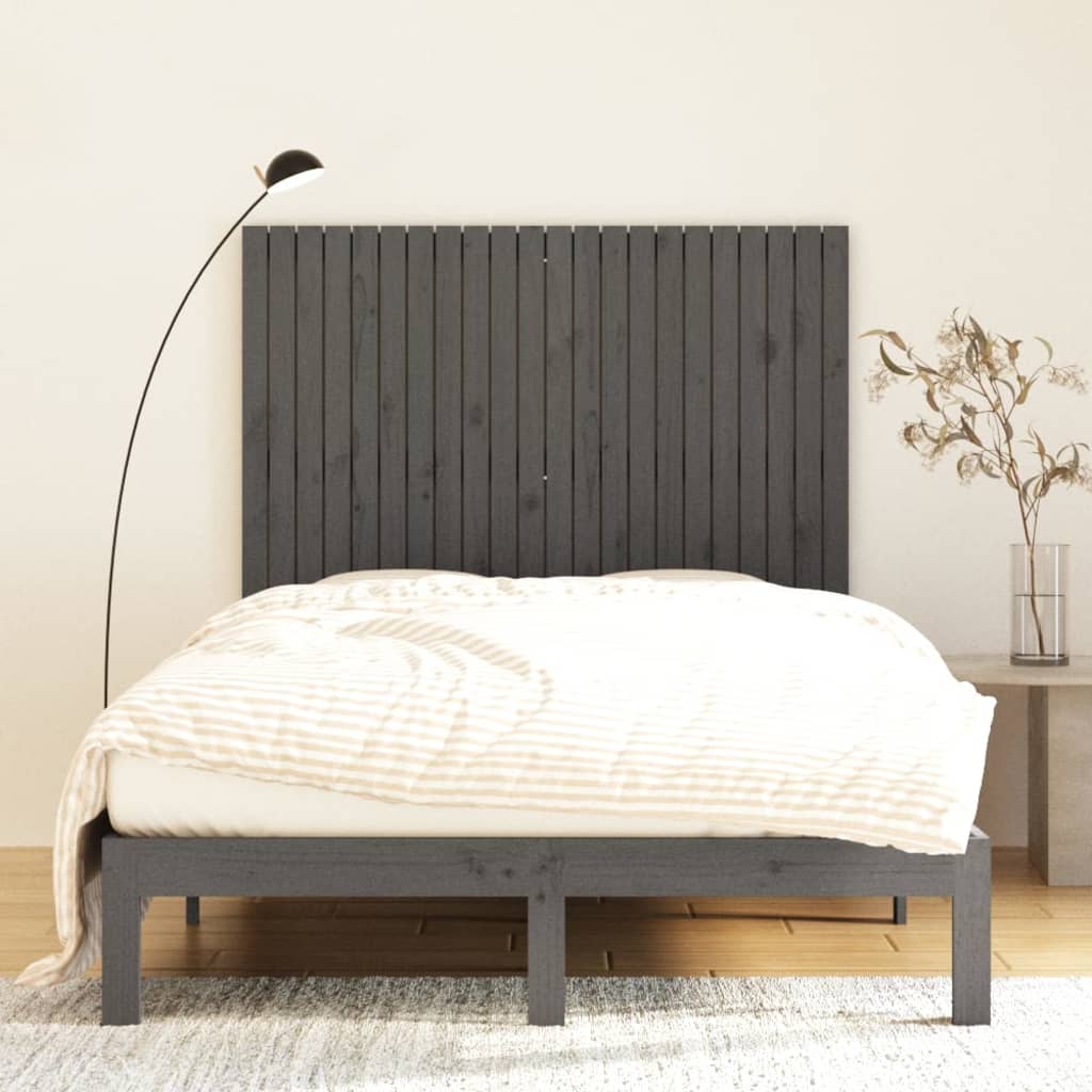 Tăblie de pat pentru perete, gri, 140x3x110 cm, lemn masiv pin - Lando