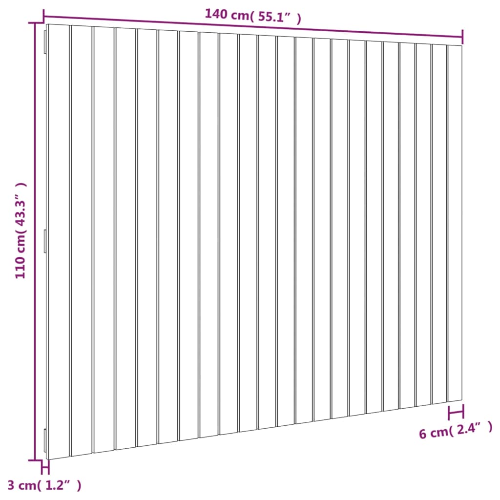 Tăblie de pat pentru perete, gri, 140x3x110 cm, lemn masiv pin - Lando
