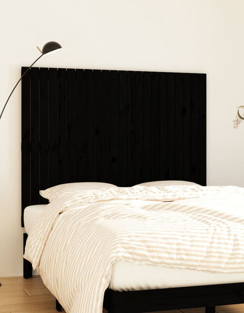 Загрузите изображение в средство просмотра галереи, Tăblie de pat pentru perete, negru, 140x3x110 cm lemn masiv pin - Lando
