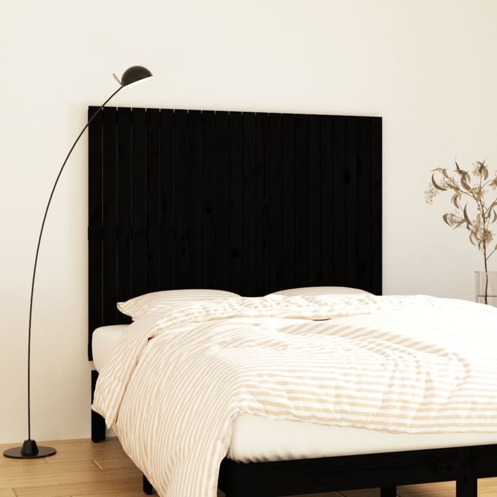 Tăblie de pat pentru perete, negru, 140x3x110 cm lemn masiv pin - Lando