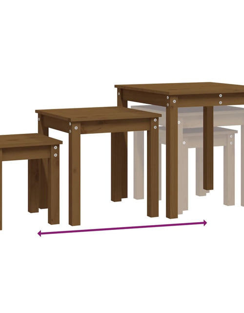 Загрузите изображение в средство просмотра галереи, Mese suprapuse, 3 buc., maro miere, lemn masiv de pin Lando - Lando
