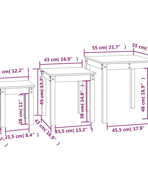 Încărcați imaginea în vizualizatorul Galerie, Mese suprapuse, 3 buc., maro miere, lemn masiv de pin Lando - Lando
