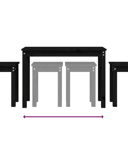 Загрузите изображение в средство просмотра галереи, Mese suprapuse, 3 buc., negru, lemn masiv de pin Lando - Lando
