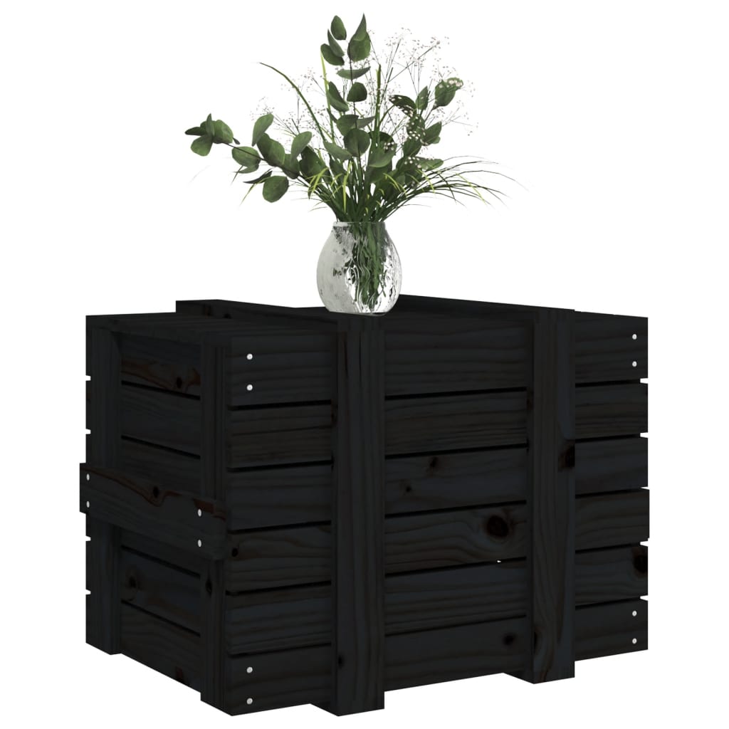 Cutie de depozitare, negru, 58x40,5x42 cm, lemn masiv de pin Lando - Lando