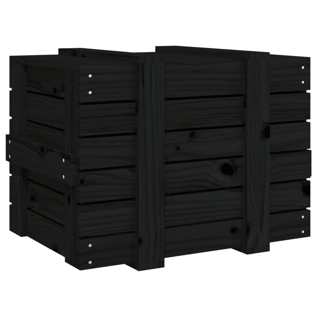 Cutie de depozitare, negru, 58x40,5x42 cm, lemn masiv de pin Lando - Lando