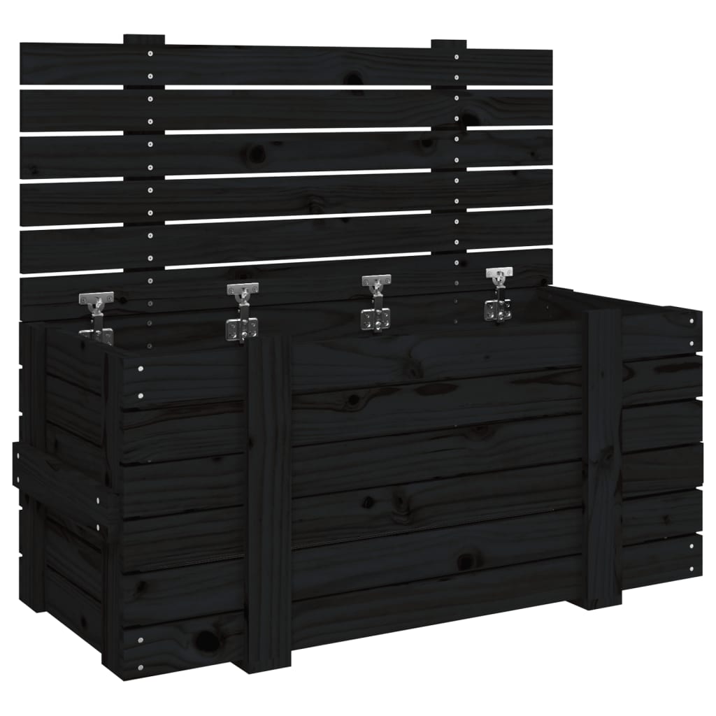 Cutie de depozitare, negru, 91x40,5x42 cm, lemn masiv de pin Lando - Lando