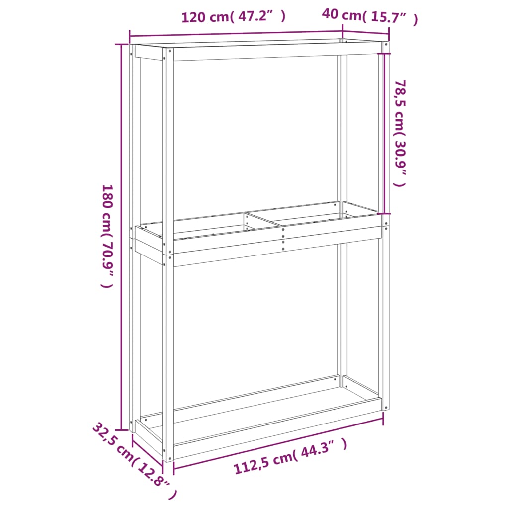 Suport de anvelope, negru, 120x40x180 cm, lemn masiv de pin Lando - Lando