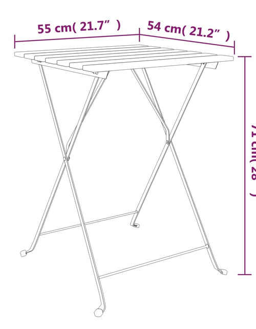 Загрузите изображение в средство просмотра галереи, Set de bistro pliabil, 3 piese, lemn masiv de acacia și oțel Lando - Lando
