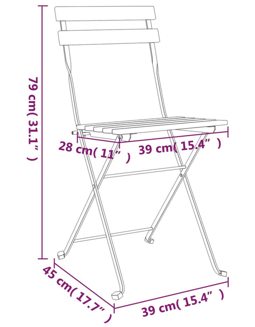 Загрузите изображение в средство просмотра галереи, Scaune de bistro pliabile, 4 buc., lemn masiv de acacia și oțel - Lando
