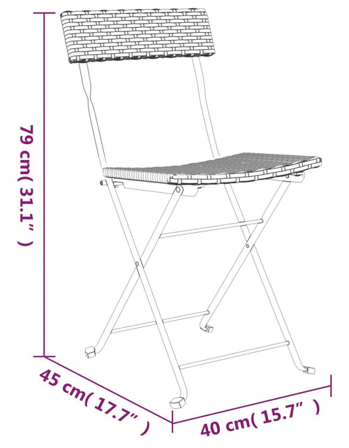 Încărcați imaginea în vizualizatorul Galerie, Scaune de bistro pliante, 2 buc, maro, poliratan și oțel - Lando
