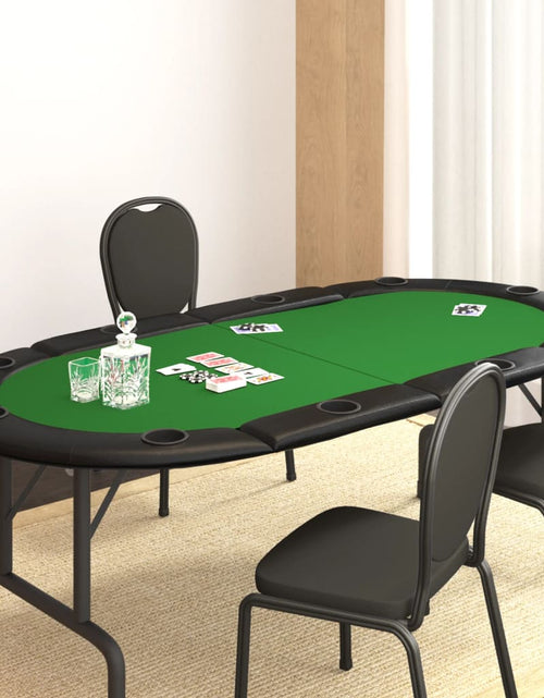 Загрузите изображение в средство просмотра галереи, Blat masă de poker, 10 jucători, pliabil, verde, 208x106x3 cm - Lando
