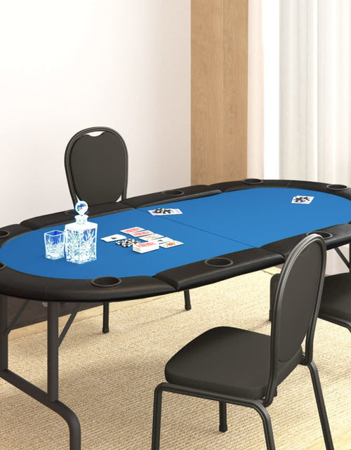 Încărcați imaginea în vizualizatorul Galerie, Blat masă de poker, 10 jucători, pliabil, albastru 208x106x3 cm - Lando
