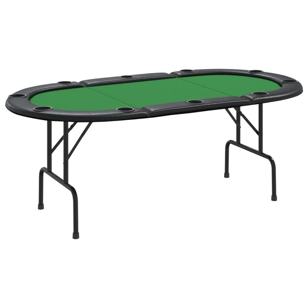 Masă de poker pliabilă, 10 jucători, verde, 206x106x75 cm - Lando