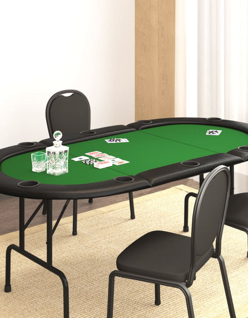 Încărcați imaginea în vizualizatorul Galerie, Masă de poker pliabilă, 10 jucători, verde, 206x106x75 cm - Lando
