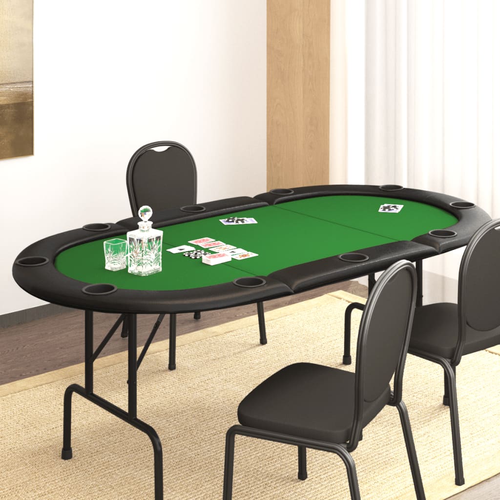 Masă de poker pliabilă, 10 jucători, verde, 206x106x75 cm - Lando