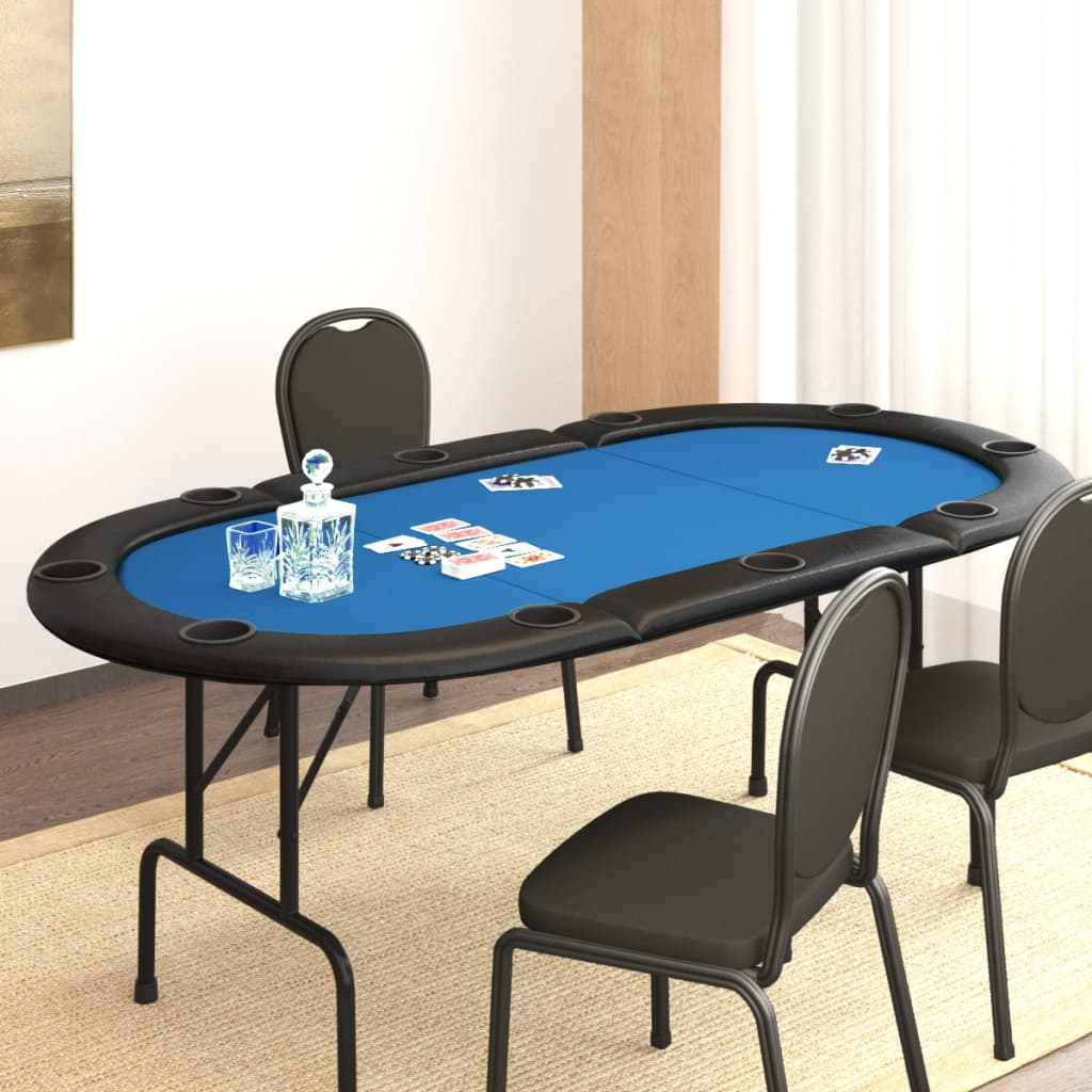 Masă de poker pliabilă, 10 jucători, albastru, 206x106x75 cm - Lando