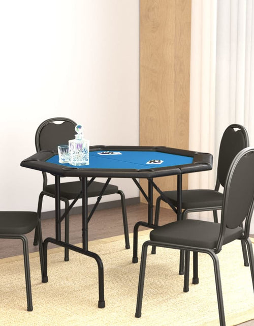Încărcați imaginea în vizualizatorul Galerie, Masă de poker pliabilă, 8 jucători, albastru, 108x108x75 cm - Lando
