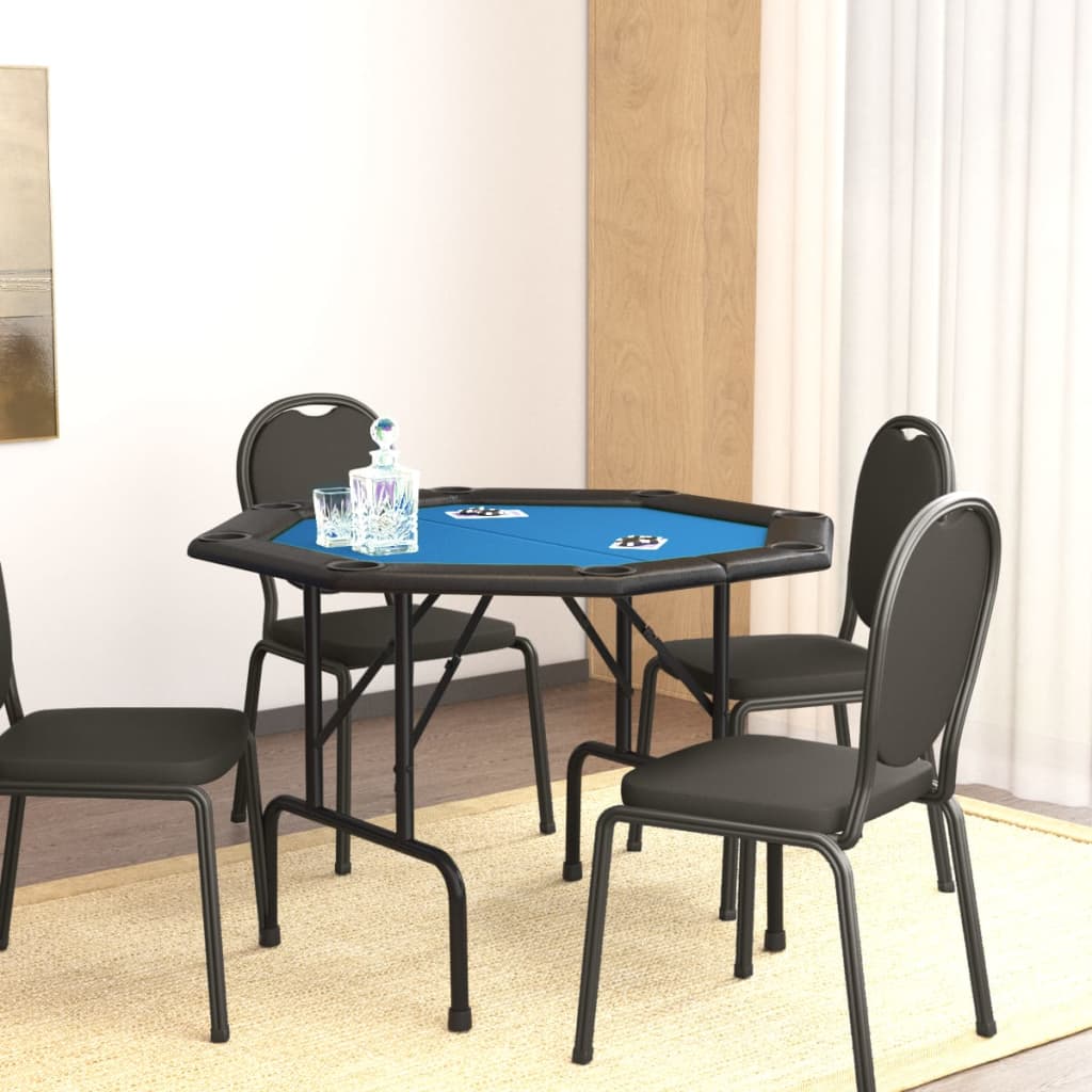 Masă de poker pliabilă, 8 jucători, albastru, 108x108x75 cm - Lando