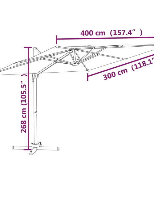 Загрузите изображение в средство просмотра галереи, Umbrelă în consolă, stâlp din aluminiu, negru, 400x300 cm - Lando
