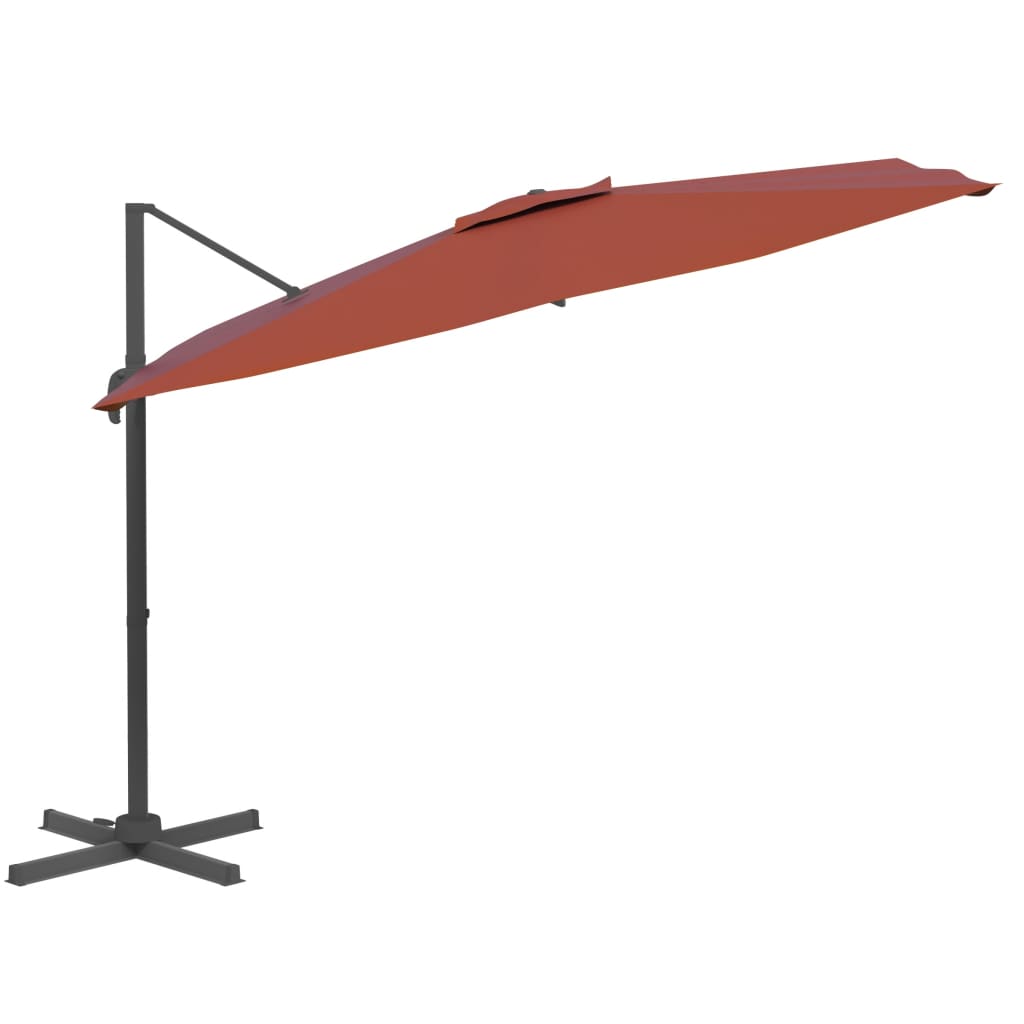 Umbrelă în consolă cu stâlp din aluminiu, cărămiziu, 300x300 cm - Lando