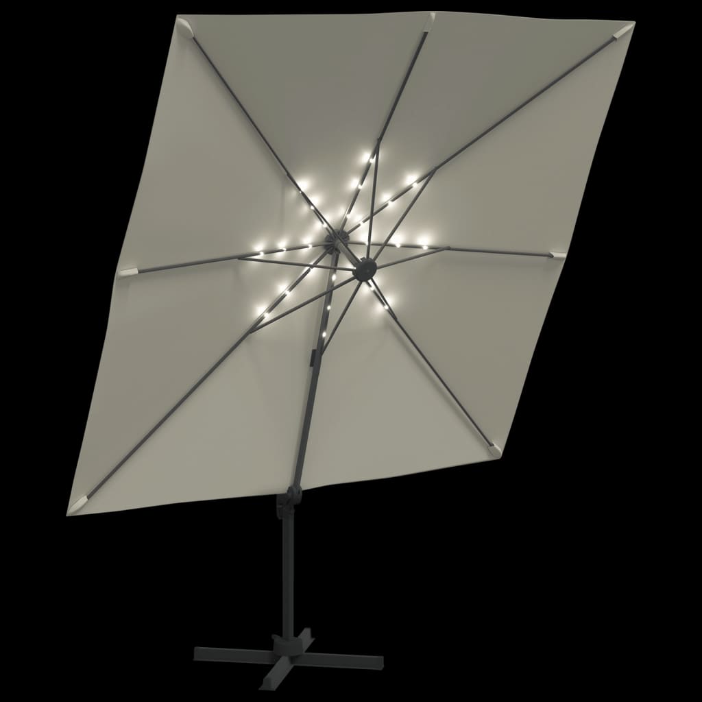 Umbrelă în consolă cu LED, alb nisipiu, 400x300 cm Lando - Lando