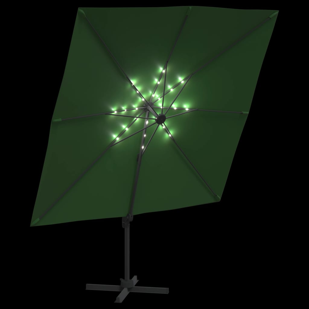 Umbrelă dublă în consolă cu LED, verde, 400x300 cm Lando - Lando