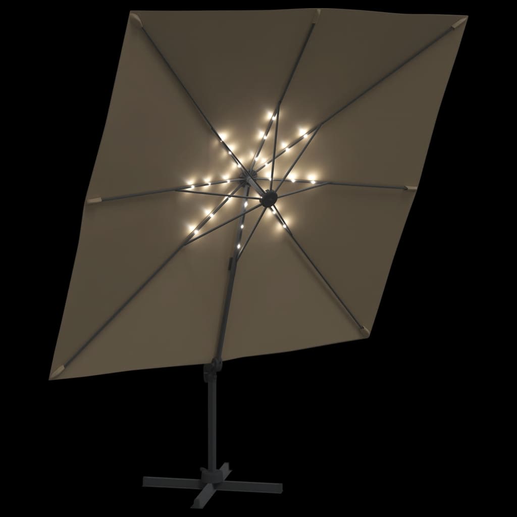 Umbrelă în consolă cu LED, gri taupe, 400x300 cm Lando - Lando
