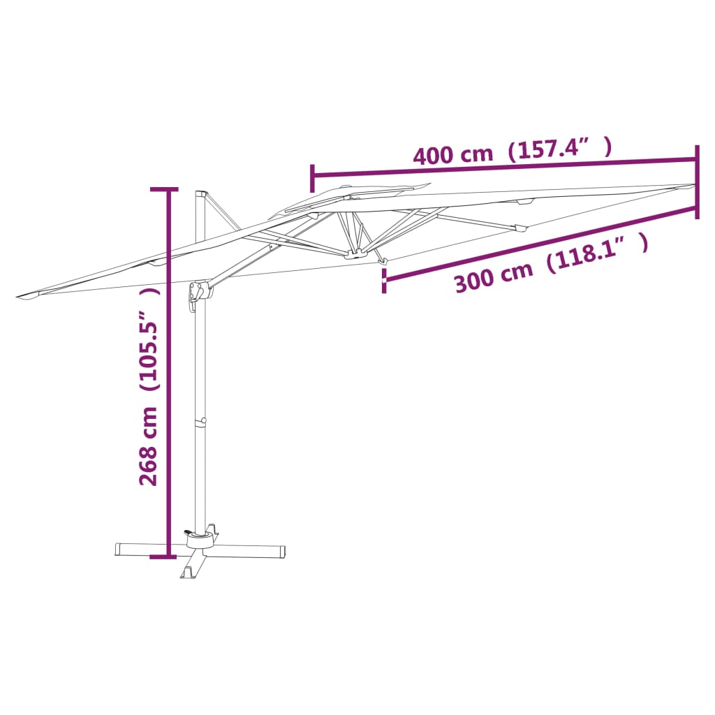 Umbrelă dublă în consolă, albastru azuriu, 300x300 cm Lando - Lando