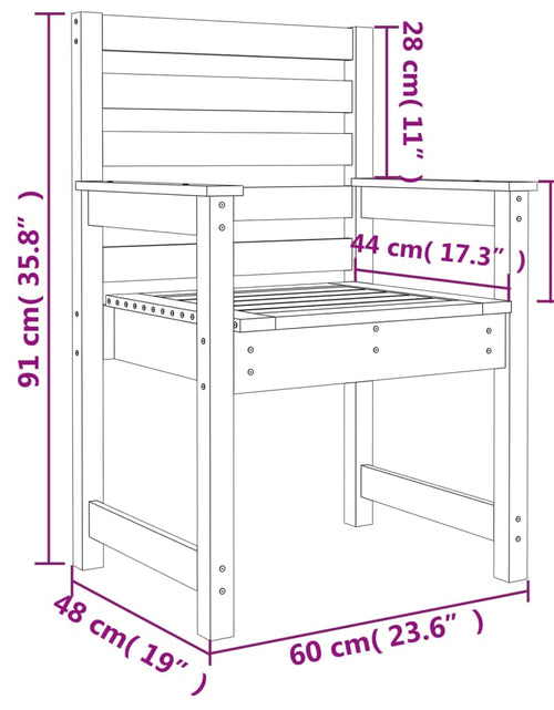 Încărcați imaginea în vizualizatorul Galerie, Scaune de grădină, 2 buc., gri, 60x48x91 cm, lemn masiv pin - Lando

