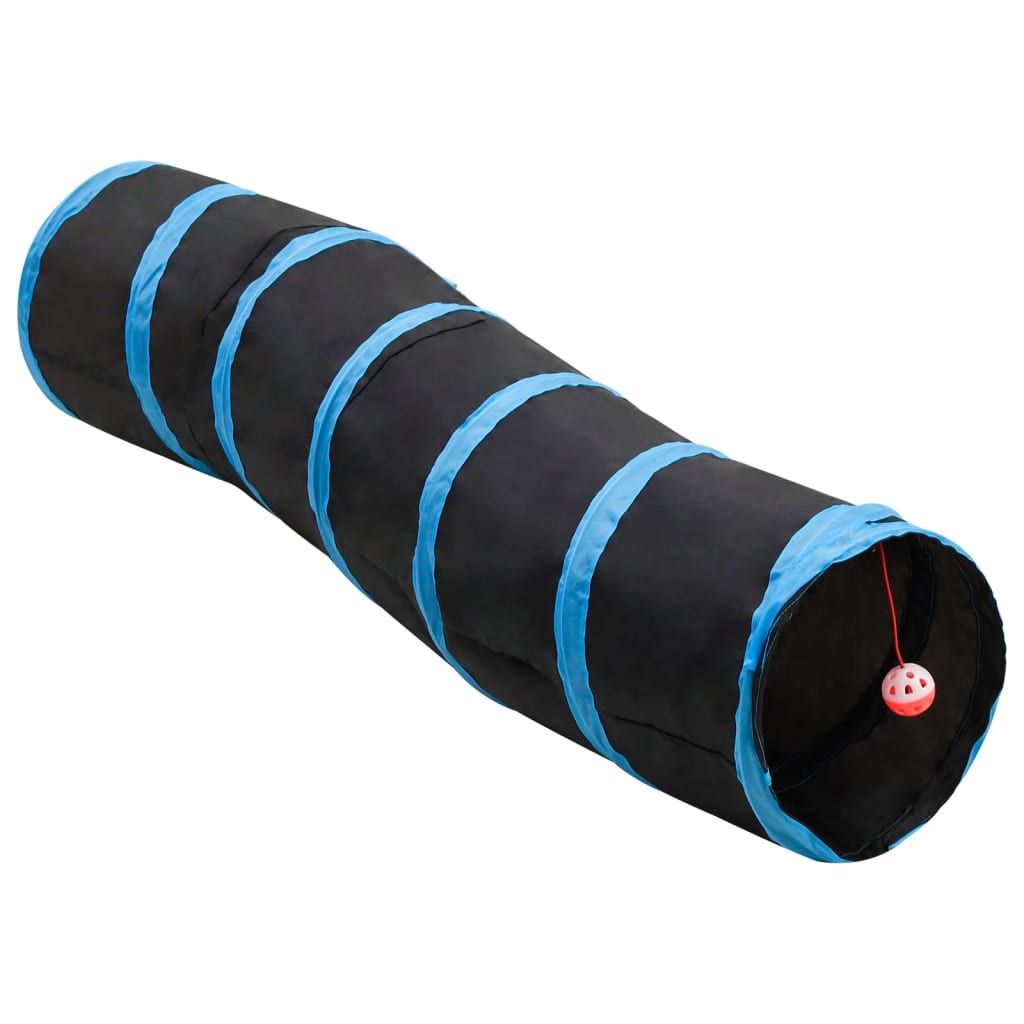 Tunel pentru pisici în formă S, negru/albastru 122 cm poliester Lando - Lando