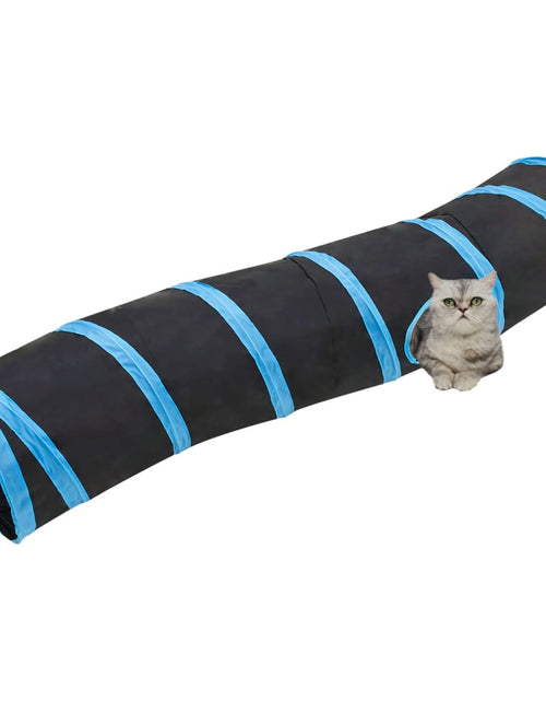 Загрузите изображение в средство просмотра галереи, Tunel pentru pisici în formă S, negru/albastru 122 cm poliester Lando - Lando
