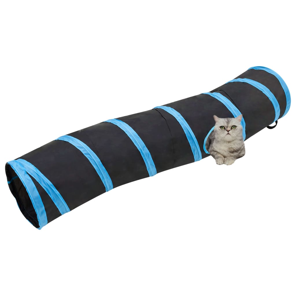 Tunel pentru pisici în formă S, negru/albastru 122 cm poliester Lando - Lando