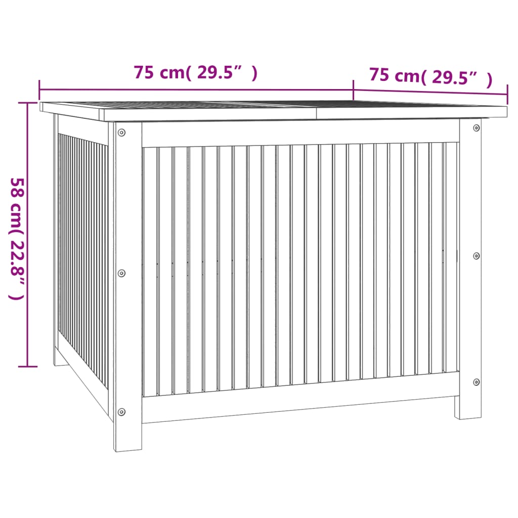 Ladă depozitare pentru grădină 75x75x58 cm lemn masiv acacia - Lando