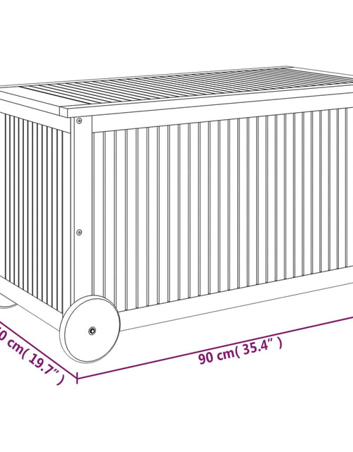 Загрузите изображение в средство просмотра галереи, Ladă de depozitare de grădină cu roți, 90x50x58 cm, lemn acacia - Lando
