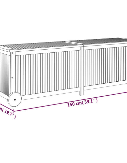 Încărcați imaginea în vizualizatorul Galerie, Ladă depozitare grădină cu roți, 150x50x58cm, lemn masiv acacia - Lando
