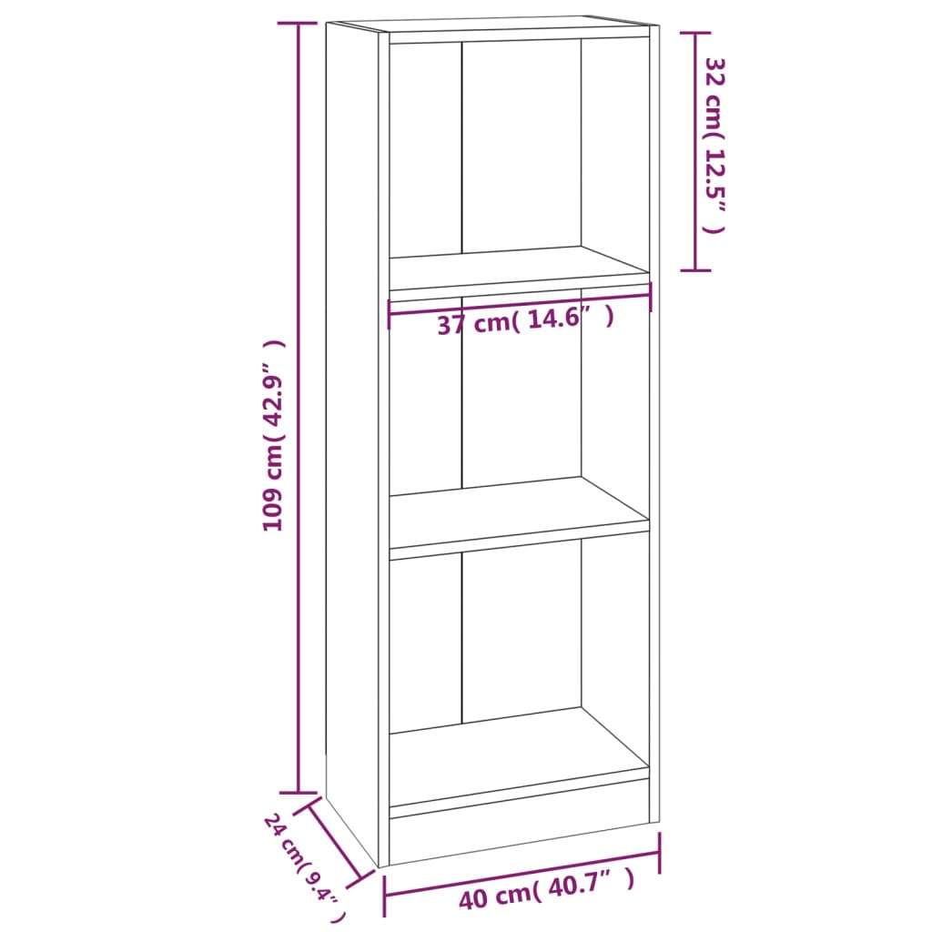 Bibliotecă cu 3 niveluri stejar maro 40x24x109 cm lemn compozit Lando - Lando