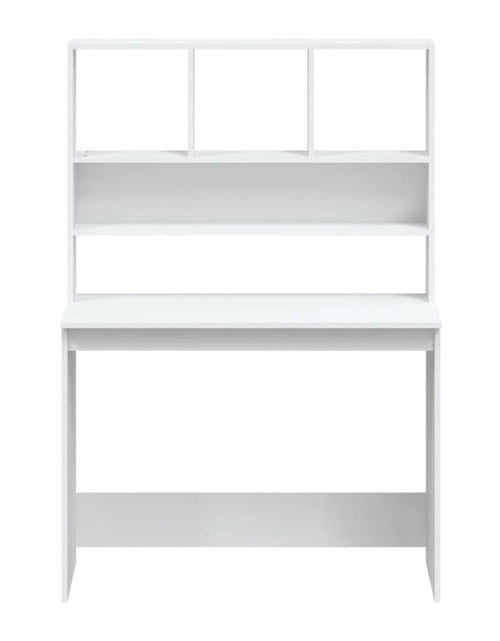 Încărcați imaginea în vizualizatorul Galerie, Birou cu rafturi, alb, 102x45x148 cm, lemn compozit - Lando
