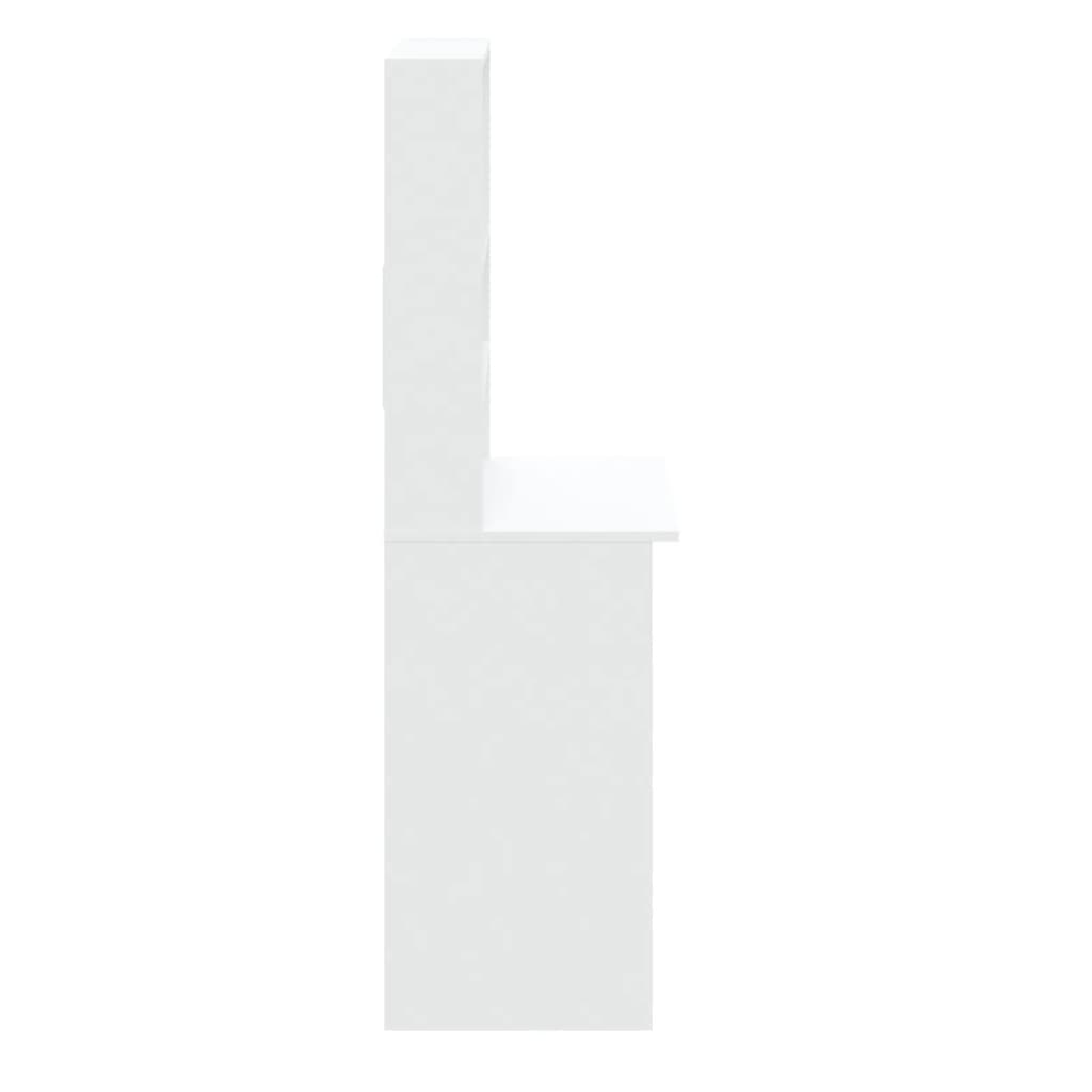 Birou cu rafturi, alb, 102x45x148 cm, lemn compozit - Lando