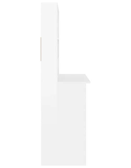 Încărcați imaginea în vizualizatorul Galerie, Birou cu rafturi, alb extralucios, 102x45x148 cm, lemn compozit - Lando
