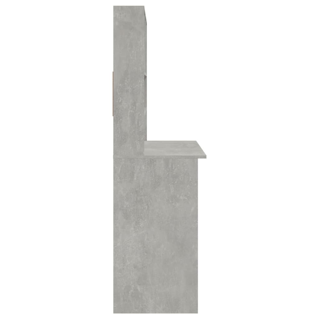 Birou cu rafturi, gri beton, 102x45x148 cm, lemn compozit - Lando