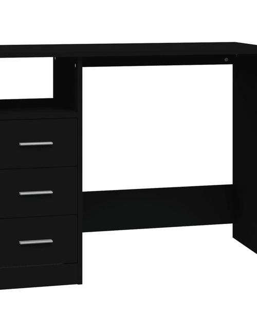 Încărcați imaginea în vizualizatorul Galerie, Birou cu sertare, negru, 102x50x76 cm, lemn prelucrat - Lando
