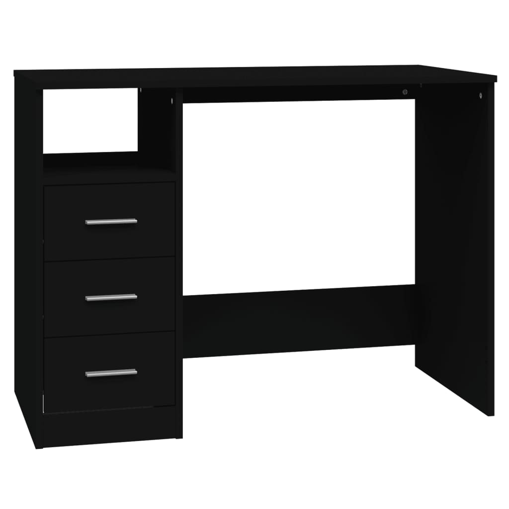 Birou cu sertare, negru, 102x50x76 cm, lemn prelucrat - Lando