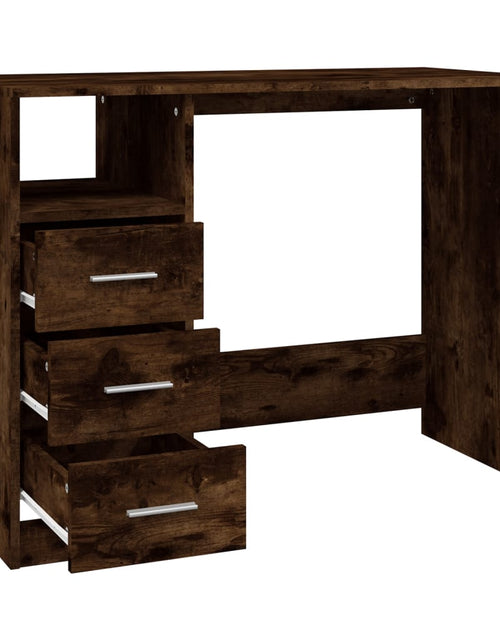Încărcați imaginea în vizualizatorul Galerie, Birou cu sertare, stejar afumat, 102x50x76 cm, lemn prelucrat - Lando
