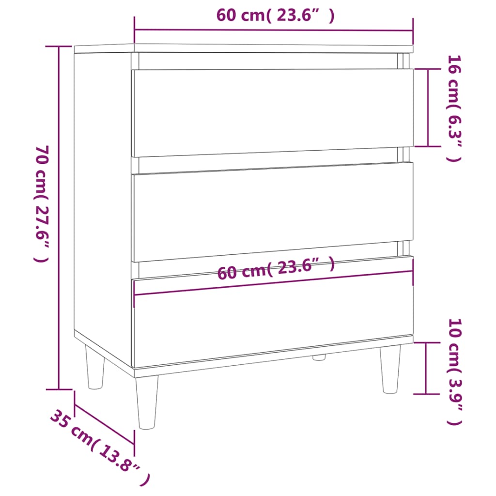 Servantă, gri beton, 60x35x70 cm, lemn prelucrat Lando - Lando