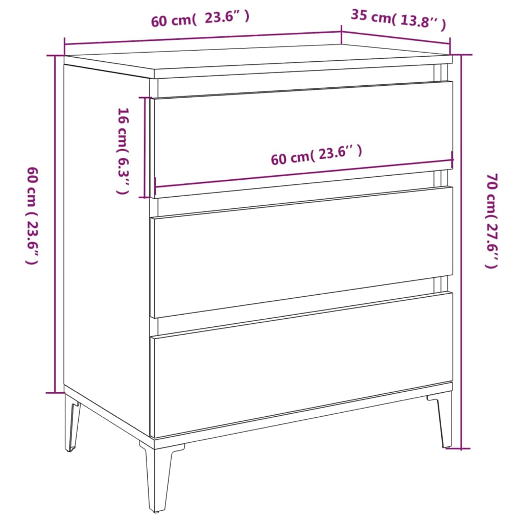 Servantă, gri beton, 60x35x70 cm, lemn prelucrat Lando - Lando