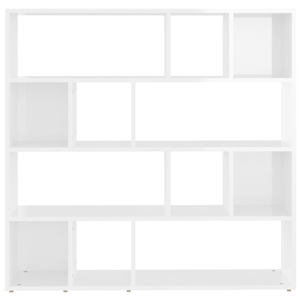 Bibliotecă/Separator cameră, alb extralucios, 105x24x102 cm - Lando