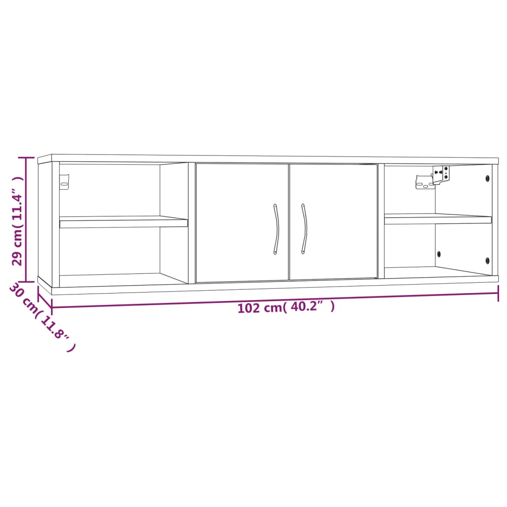 Raft de perete, gri sonoma, 102x30x29 cm, lemn compozit - Lando