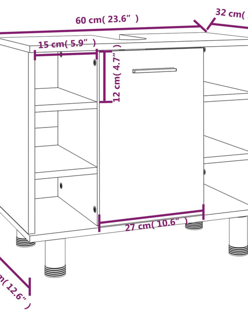Încărcați imaginea în vizualizatorul Galerie, Dulap de baie, stejar maro, 60x32x53,5 cm, lemn compozit - Lando
