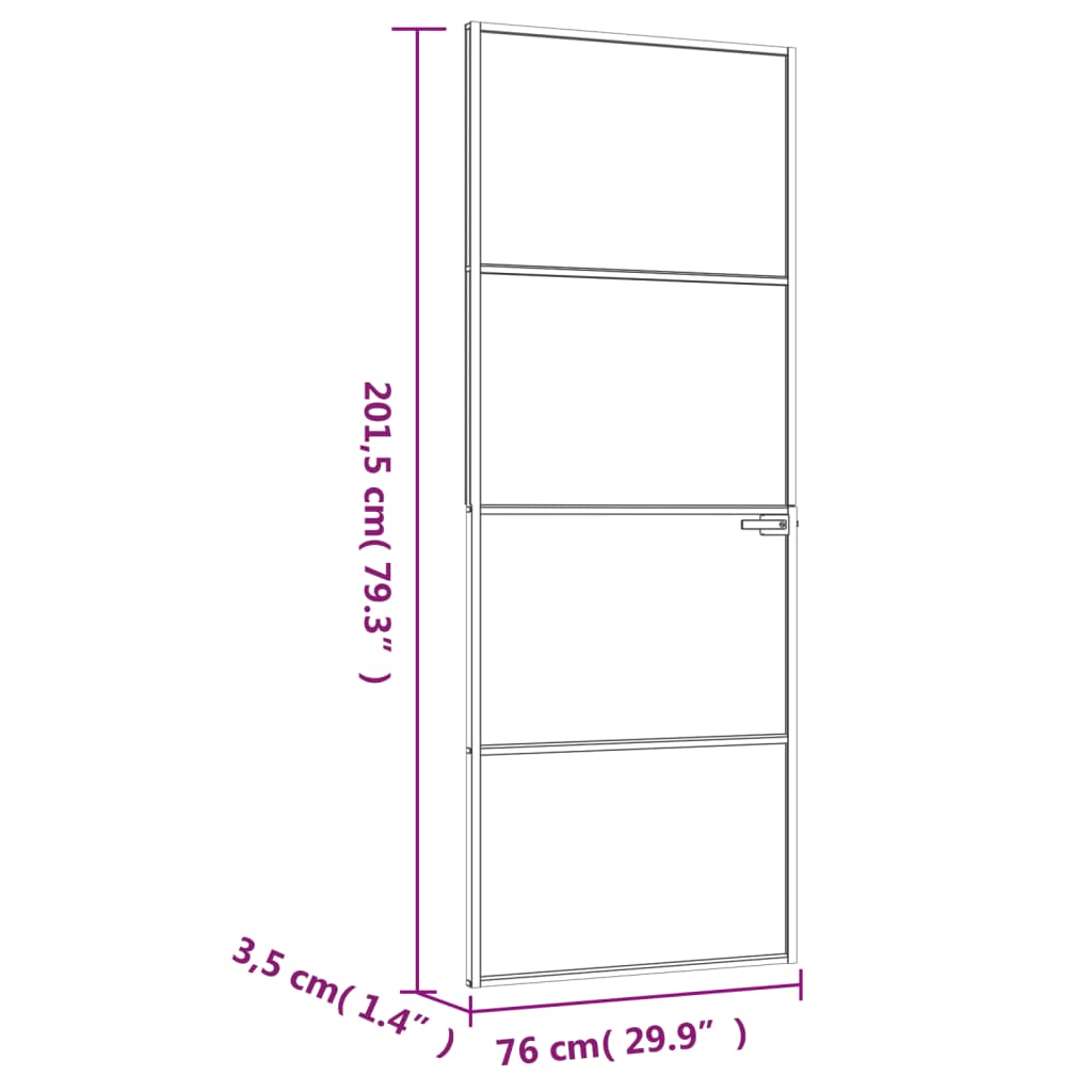 Ușă de interior negru 76x201,5 cm sticlă securiz./aluminiu slim - Lando